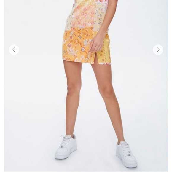 NWOT-Forever21-Floral Vented-Hem Satin Dress - Picture 2 of 9